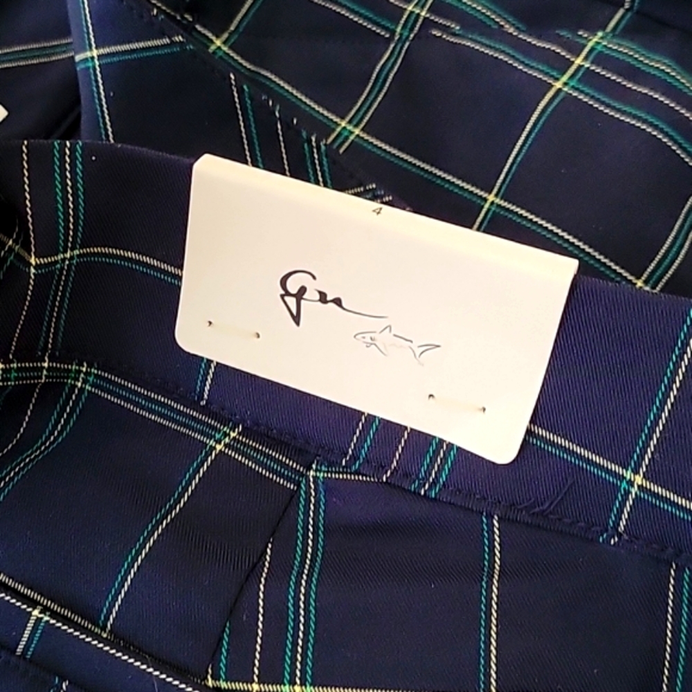 ⛳️👩GOLF SHORTS GREG NORMAN WOMEN'S NAVY/YELLOW w-GREEN PIN STRIPE, PLAID NWT - Picture 8 of 10